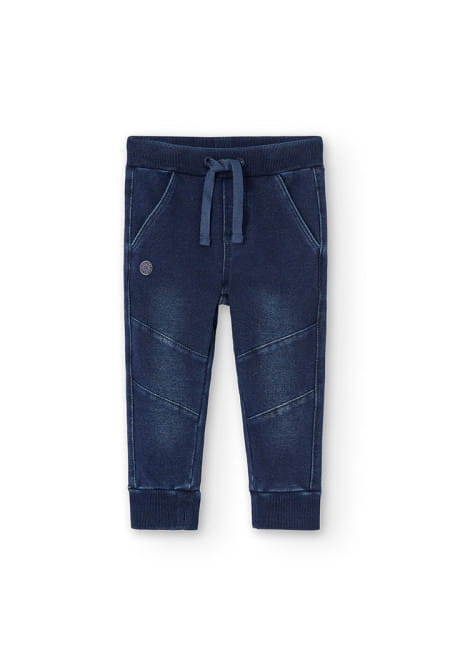 Spodnie jeansowe z bawełny dla chłopca Boboli 390013.blue