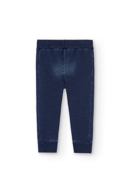 Spodnie jeansowe z bawełny dla chłopca Boboli 390013.blue