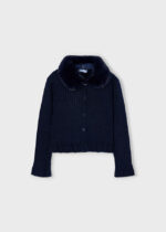 Sweter rozpinany dla dziewczynki Mayoral 4311 – Futerko kołnierz – kolor granatowy – 92-140 cm