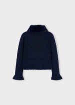 Sweter rozpinany dla dziewczynki Mayoral 4311 – Futerko kołnierz – kolor granatowy – 92-140 cm