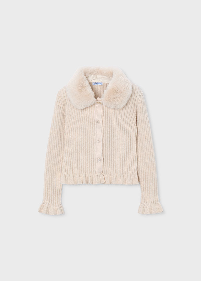 Sweter rozpinany dla dziewczynki Mayoral 4311 - kolor tapioka - 92-140 cm