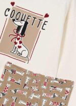 Komplet dla dziewczynki Mayoral 4719 – Koszulka długi rękaw + Leginsy we wzory – kolor camel-red – 92-140 cm