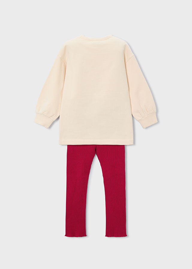 Komplet dla dziewczynki Mayoral 4722 – Czerwona bluza z cekinową aplikacją + Legginsy – 92-140 cm