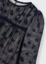 Elegancka sukienka tiulowa dla dziewczynki Mayoral 4919 – Błyszczące detale – kolor granatowy – 92-140 cm
