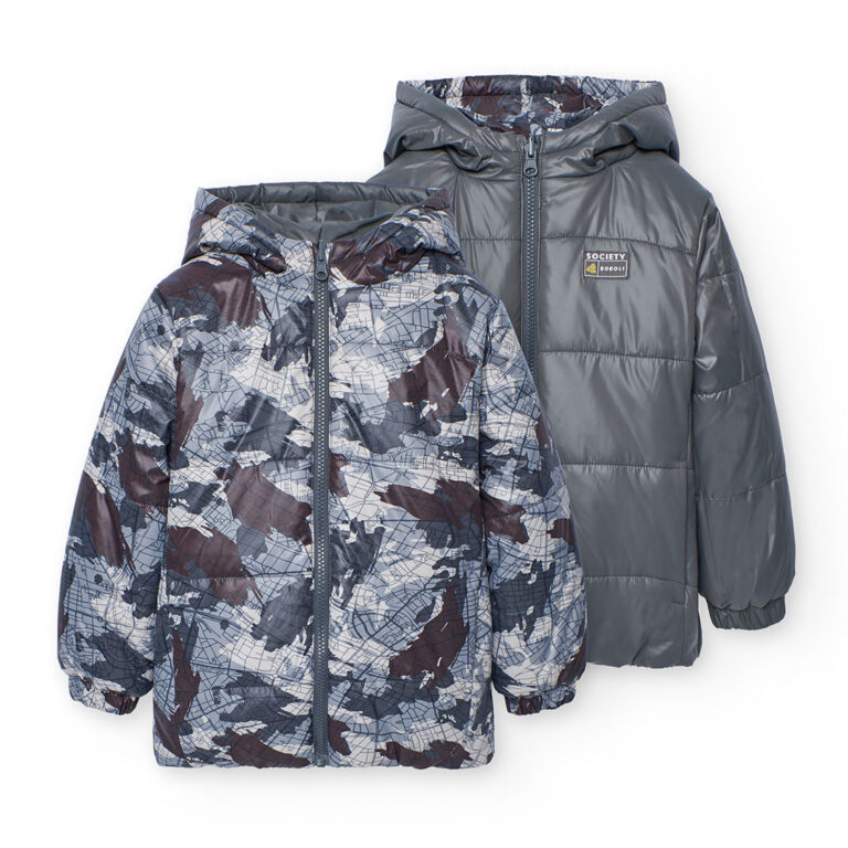 Parka dwustronna dla chłopca Boboli 512200 – moro – 104–152 cm