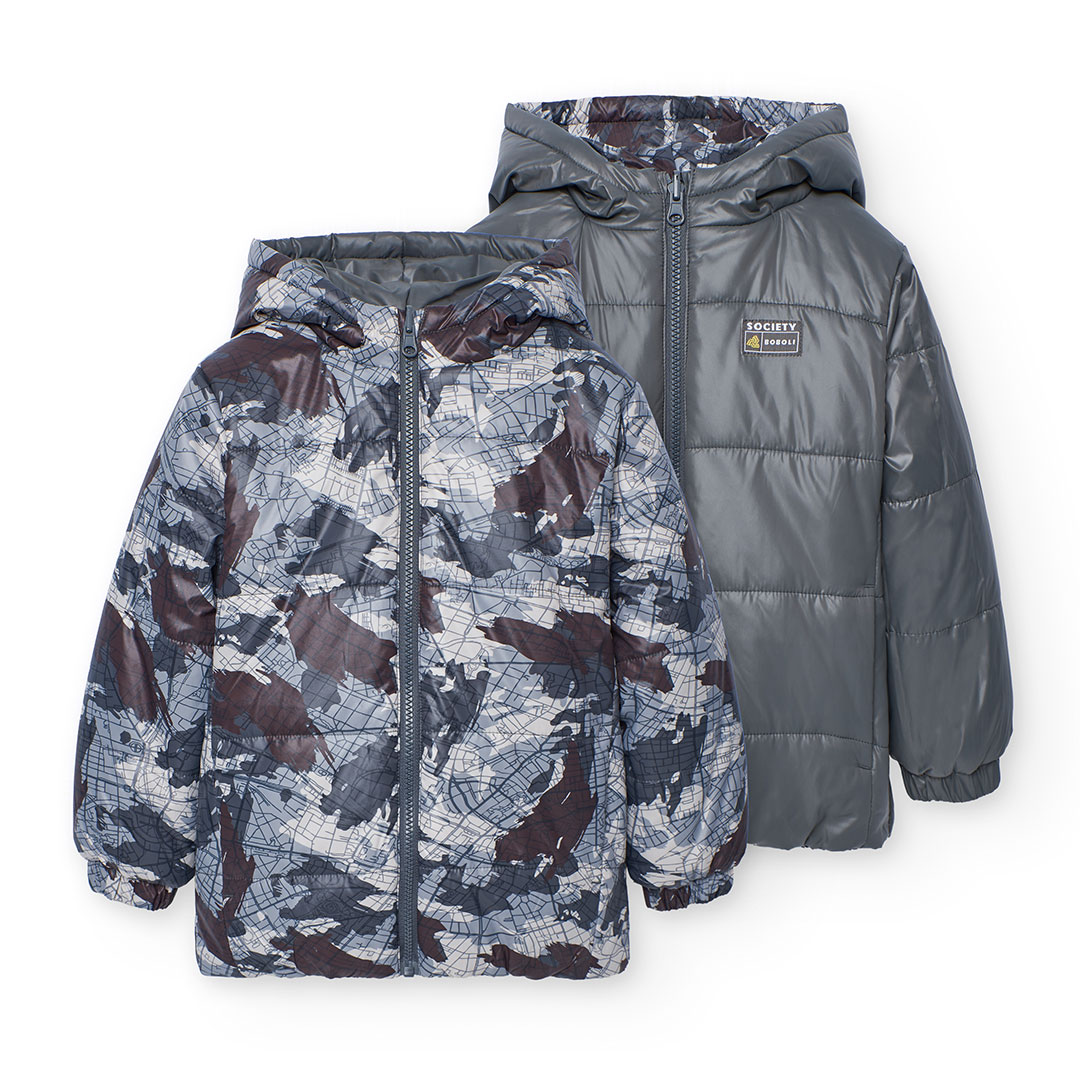 Parka dwustronna dla chłopca Boboli 512200 – moro – 104–152 cm