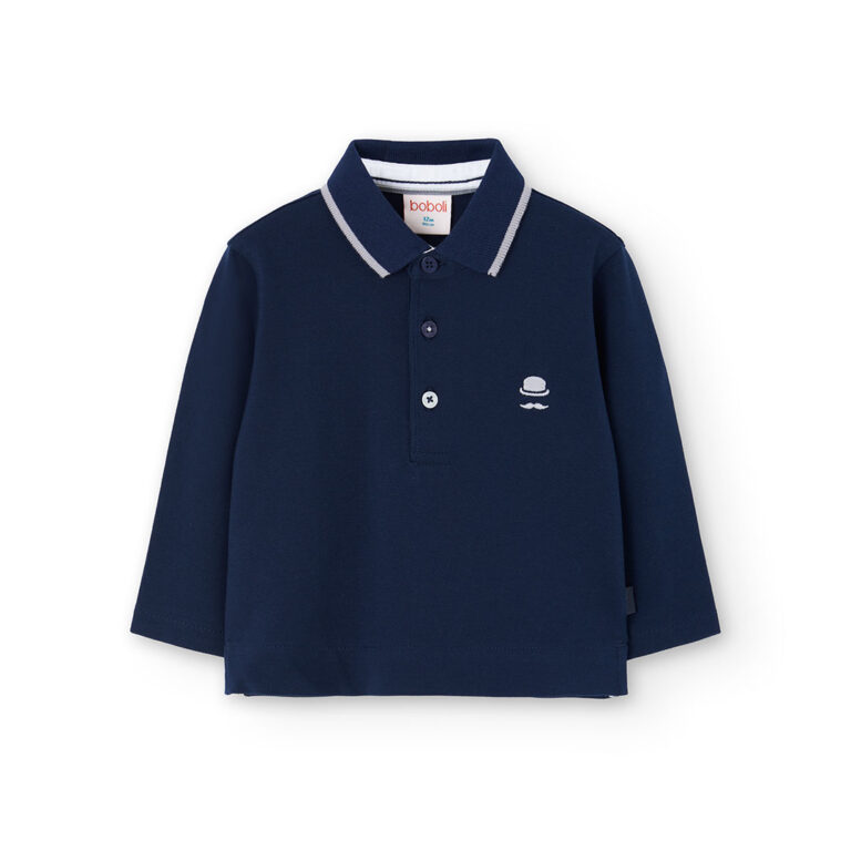 Koszulka polo z długim rękawem dla chłopca Boboli 712112 – granatowa – 92-140 cm