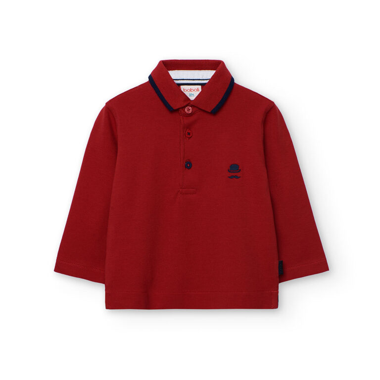 Koszulka polo z długim rękawem dla chłopca Boboli 712112 – bordowa – 92-140 cm