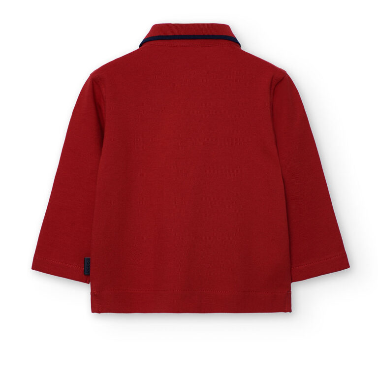 Koszulka polo z długim rękawem dla chłopca Boboli 712112 – bordowa – 92-140 cm