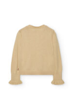 Beżowy sweter dla dziewczynki Boboli 722247 – z serduszkami – 104–152 cm