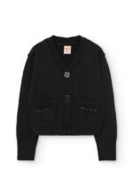 Czarny sweter rozpinany dla dziewczynki Boboli 722359 – z ozdobami – 104–162 cm