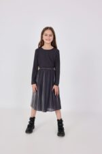 Długa plisowana spódnica dla dziewczynki Boboli 722056 –szara- 104–140 cm