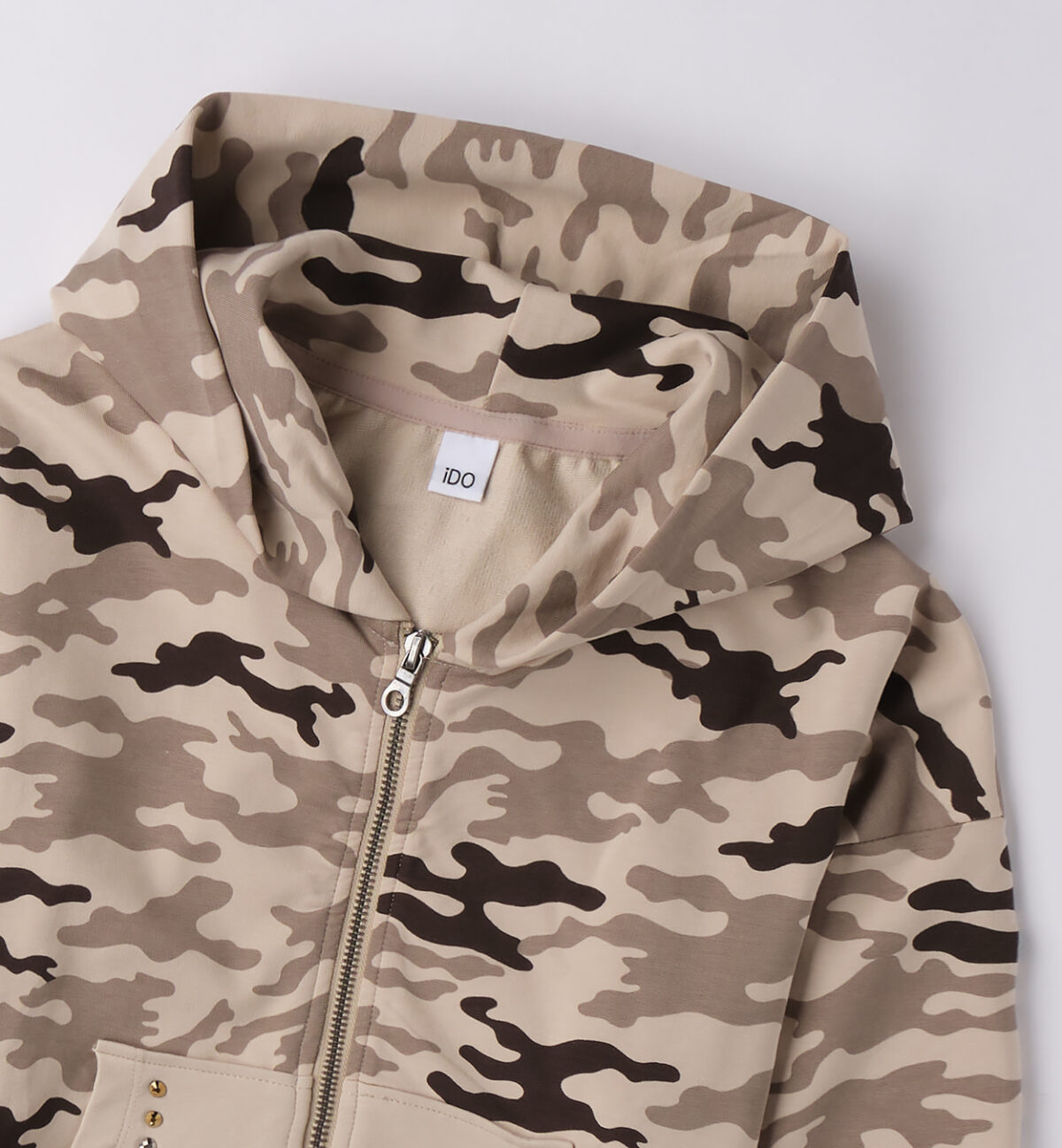 Bluza z kapturem dla dziewczynki iDO 4.F501- kolor brązowo-beżowy - 128-164 cm