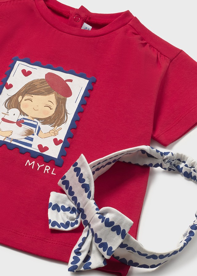 Koszulka k/r z opaską dla dziewczynki Mayoral - 1081