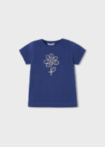 Granatowa koszulka dziewczęca z kwiatkiem Mayoral - 174