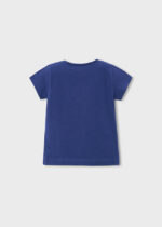 Granatowa koszulka dziewczęca z kwiatkiem Mayoral - 174