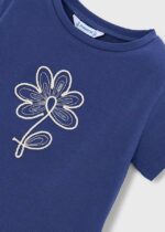 Granatowa koszulka dziewczęca z kwiatkiem Mayoral - 174