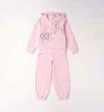 Różowy dres dziewczęcy z bluzą na zamek i zdobieniem z cyrkonii iDO 4G304