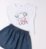 Komplet z koszulką z pieskiem i spódniczką z lyocellu iDO 4G307