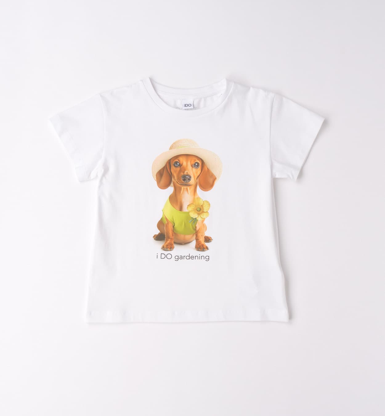 4G831-G3-0113~Folded~e-commerce (1) Biała koszulka z pieskiem w kapeluszu iDO - 4G831.G3
