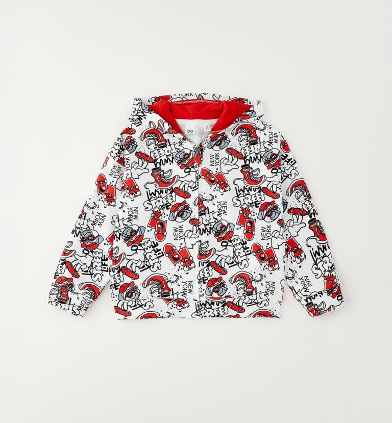 Czerwona bluza z kapturem i nadrukiem Street Life dla chłopca iDO 4G247