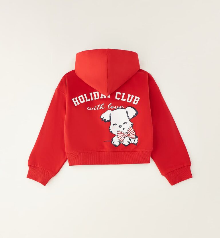 Czerwona rozpinana bluza z kapturem iDO - 4G352