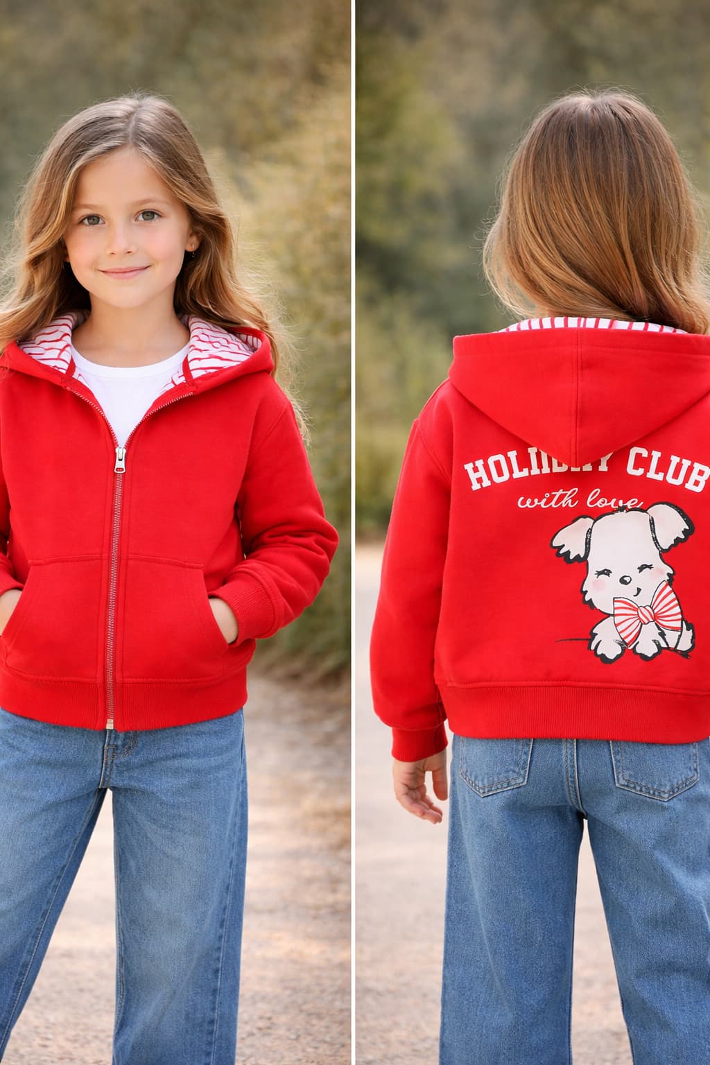 Czerwona rozpinana bluza z kapturem iDO - 4G352