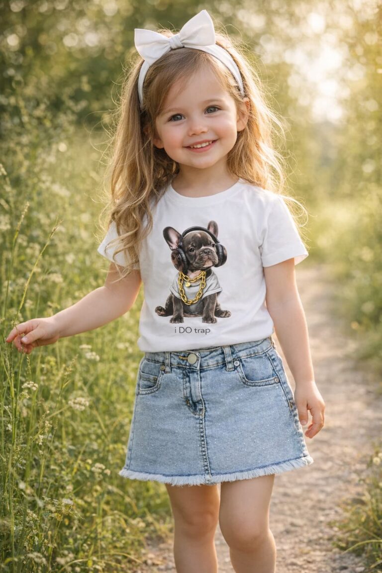 Biała koszulka z pieskiem w słuchawkach iDO - 4G831.G2