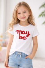 Biała koszulka z czerwonym napisem iDO - 4G354