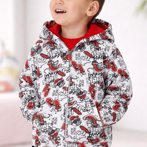 Czerwona koszulka chłopięca z mopsem i motywem Street Life iDO 4G263