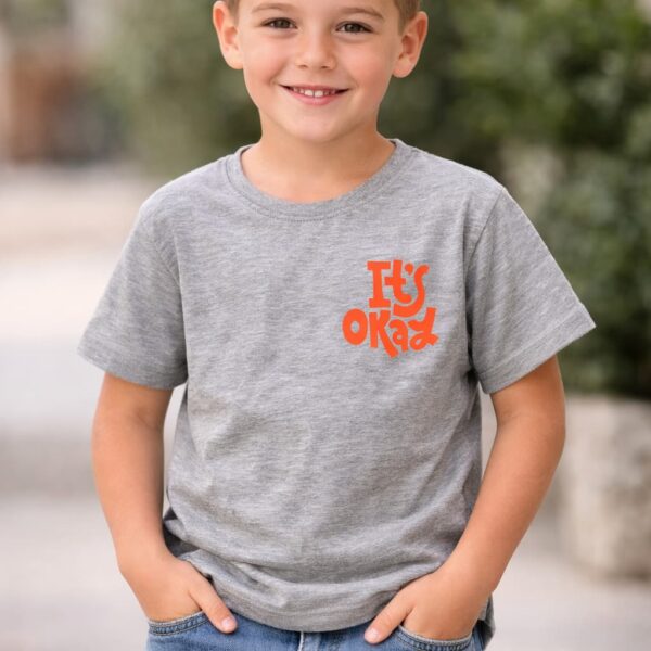 Niebieski t-shirt chłopięcy z czerwonym nadrukiem STOP Entlik