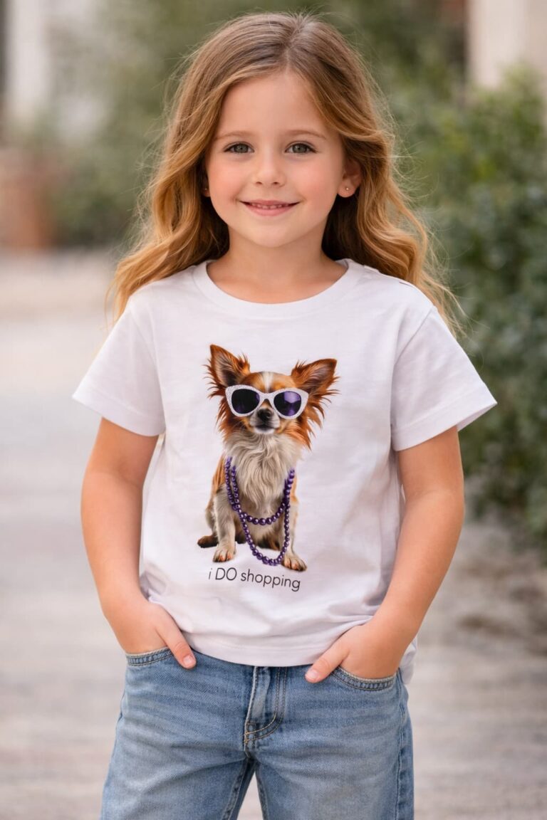 Biały T-shirt z pieskiem chihuahua iDO - 4G831.G1