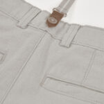 Beżowe bermudy lniane chłopięce z szelkami Boboli – 863041