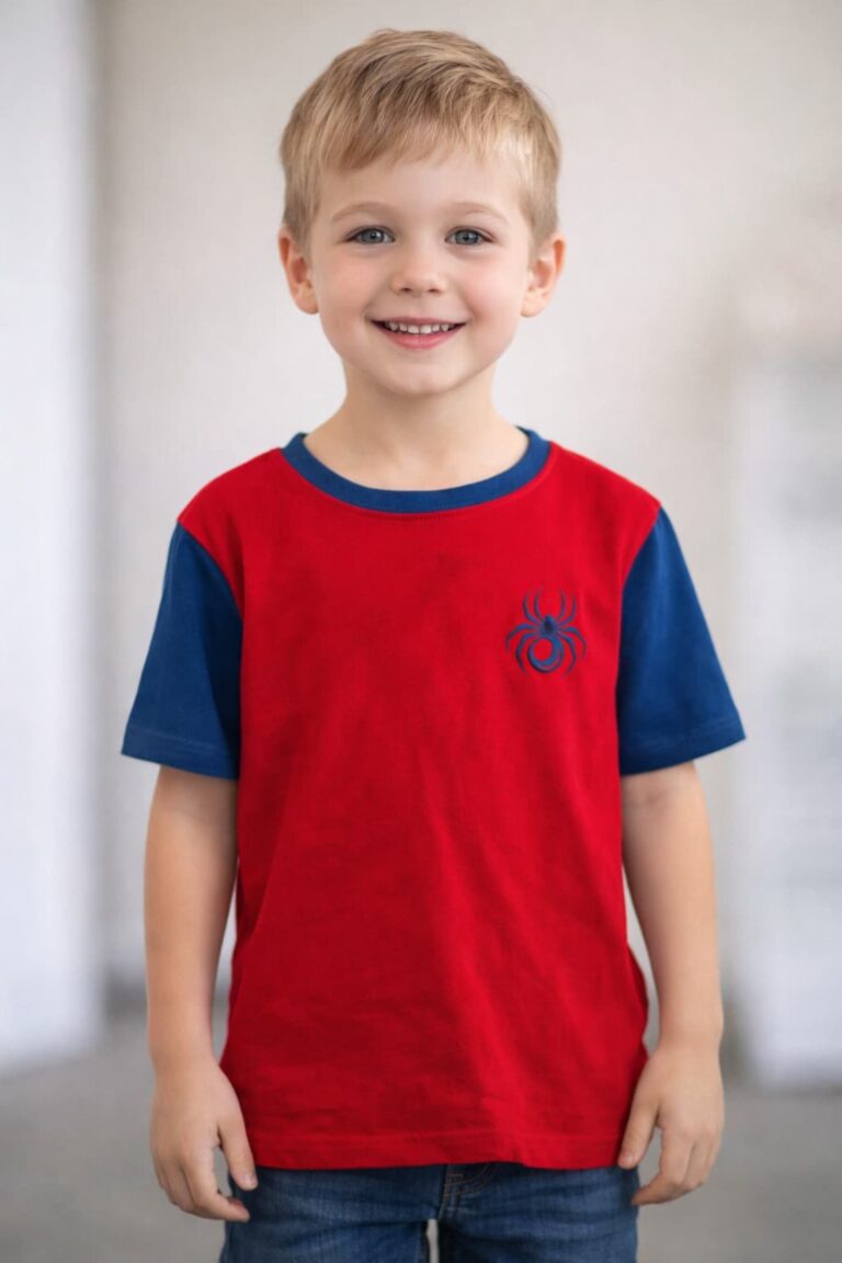 Czerwono-niebieska koszulka chłopięca z krótkim rękawem Entlik