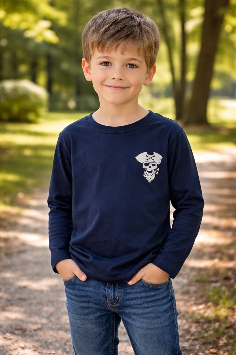 Granatowa koszulka chłopięca z piratem Entlik