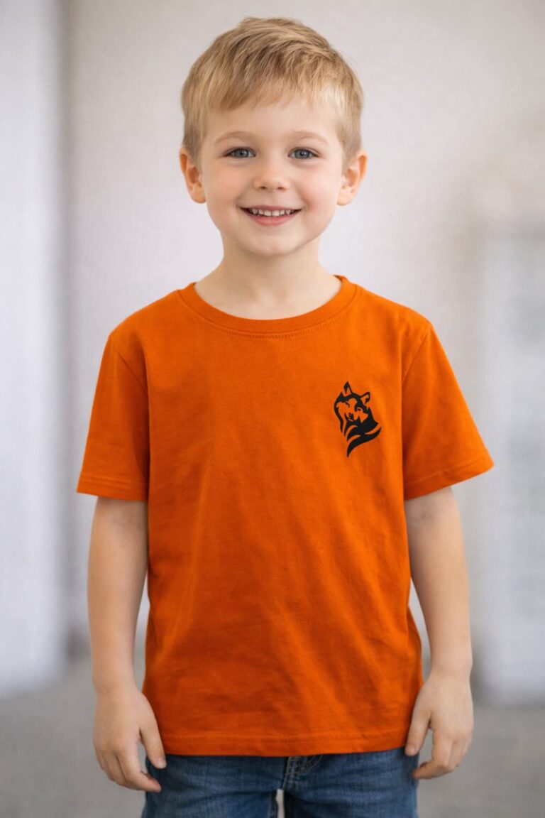 Pomarańczowa koszulka chłopięca z krótkim rękawem Entlik