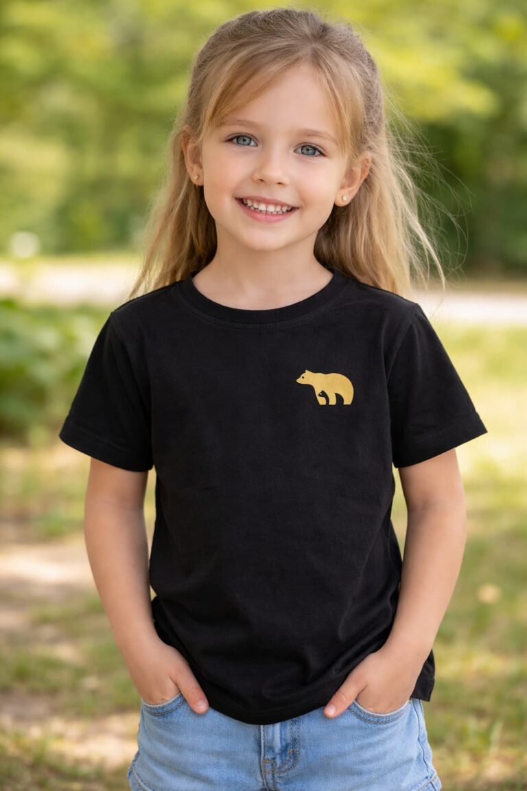 Czarna koszulka dziewczęca z krótkim rękawem Entlik