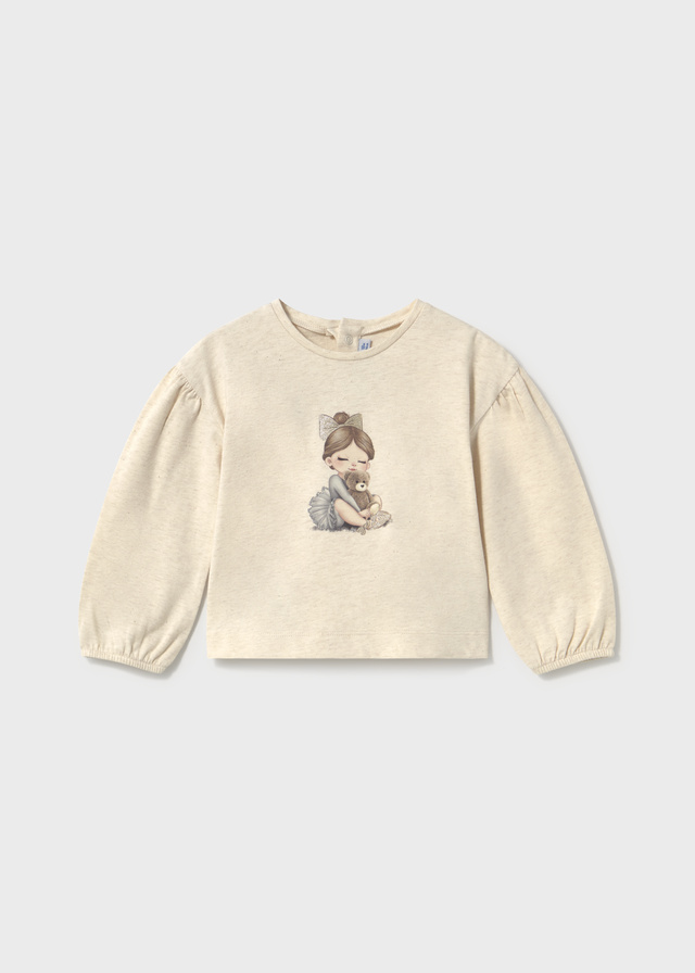 Koszulka dziewczęca z długim rękawem Mayoral dziewczynka z misiem - 2002