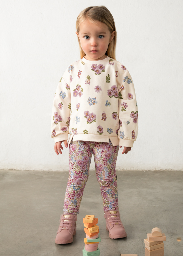 Legginsy dziewczęce w kwiaty Mayoral malwa - 2778