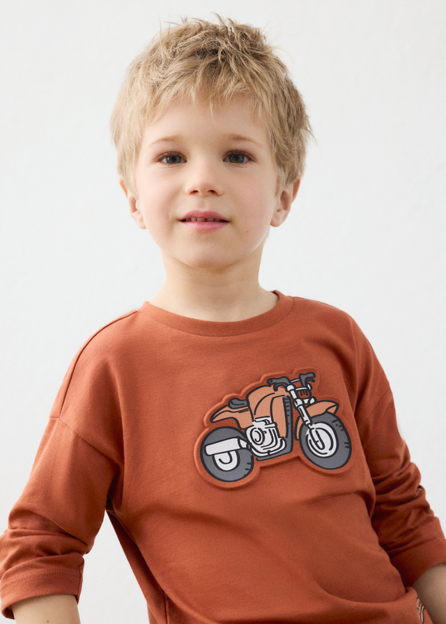 16-04009-010-L-1 Koszulka z długim rękawem chłopięca Mayoral ceramiczna z motocyklem - 4009