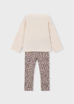 Komplet dziewczęcy Mayoral koszulka bonjour i legginsy w panterkę - 4734
