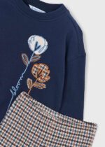 Komplet dziewczęcy Mayoral bluza granatowa i legginsy dzwony w kratkę - 4738